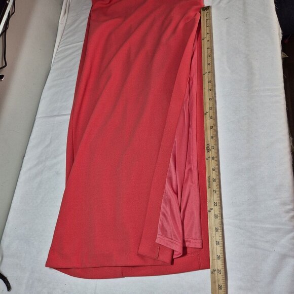 Belle Badgley Mischka Raya Dress Size 0 Draped One Shoulder Gown Coral Pink (02) - Picture 8 of 10